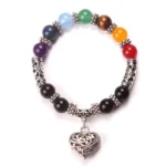 Pulseira 7 Chakras Pendente Coração