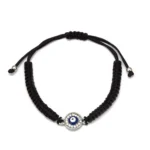 Pulseira Olho Turco / Olho Grego - Proteção Mau Olhado - Cordão Preto Trançado
