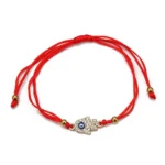 Pulseira Olho Turco com Mão de Fátima - Proteção Mau Olhado - Cordão Vermelho