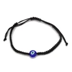 Pulseira Olho Turco / Olho Grego - Proteção Mau Olhado - Cordão Preto trançado