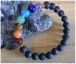 Pulseira 7 Chakras e Pedras Vulcânicas